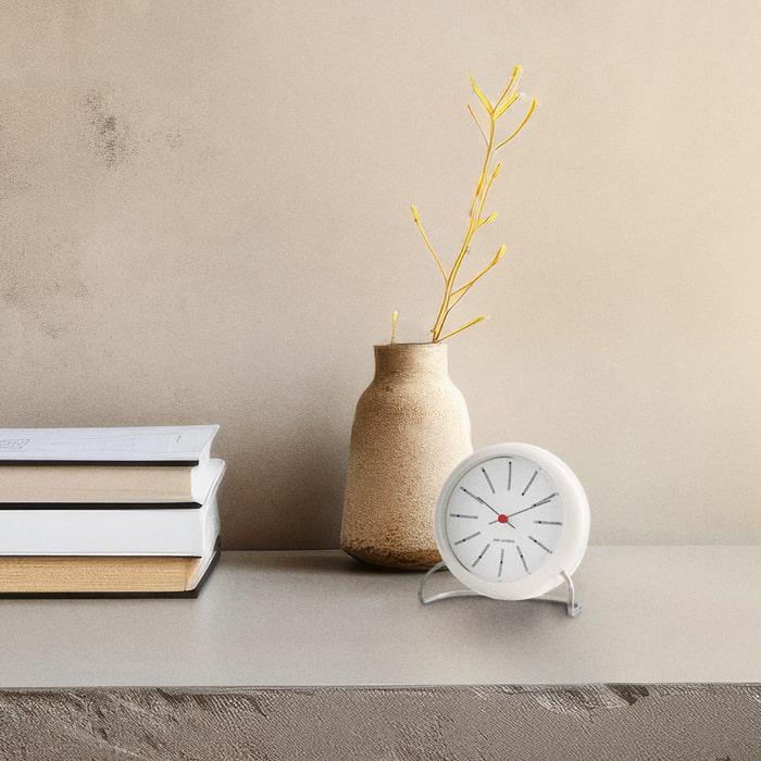 Arne Jacobsen Clocks 43675 Bankers Table Clock in White