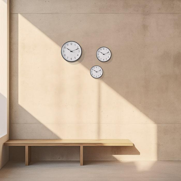 Arne Jacobsen Clocks 43643 Station Wall Clock in White/Black