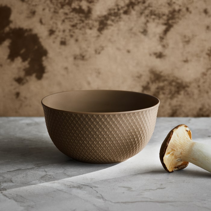 Lyngby Porcelæn 201850 Rhombe Earth Serving Bowl in Clay