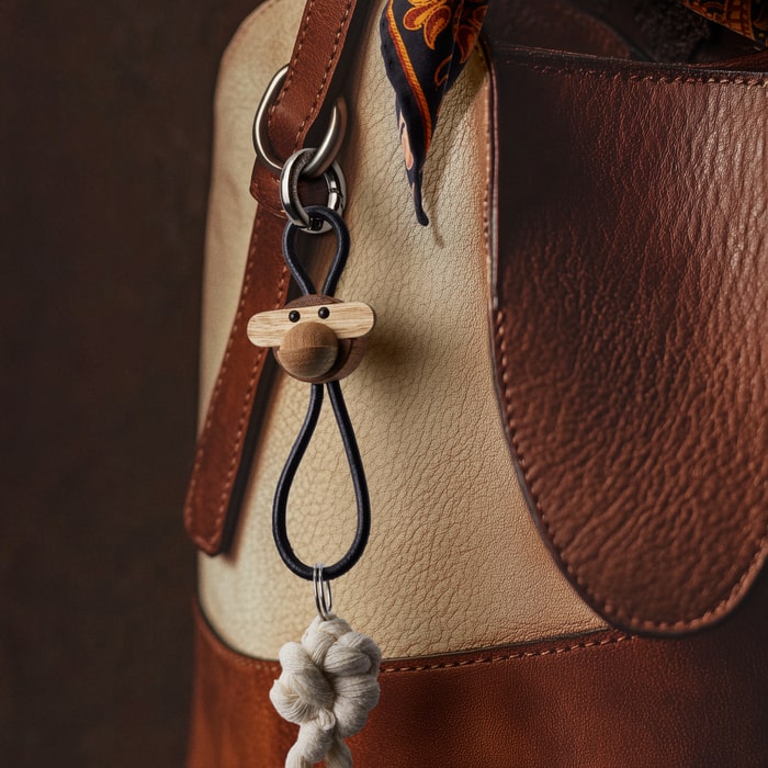 Kay Bojesen 39806 Monkey Bag Charm in Teak/Limba Silver
