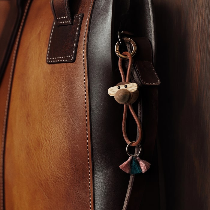 Kay Bojesen 39807 Monkey Bag Charm in Teak/Limba Gold