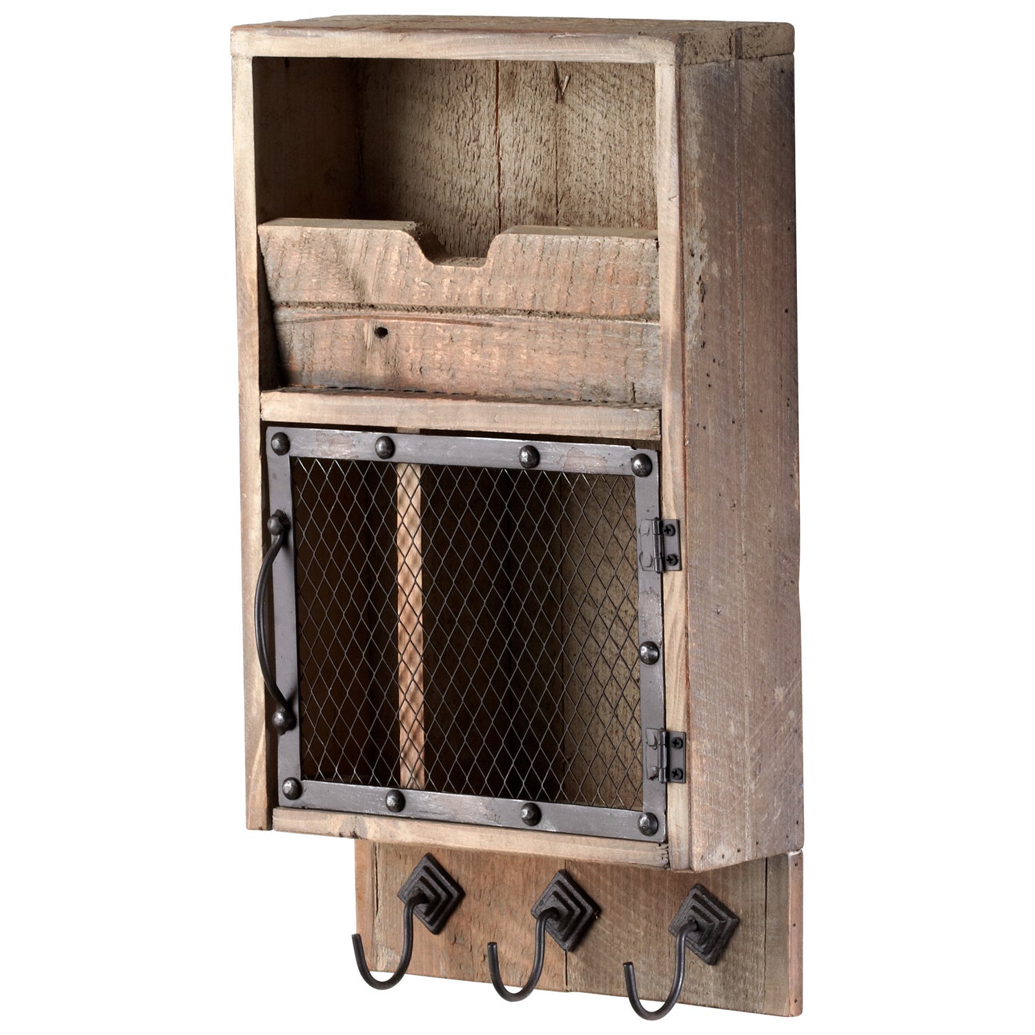Cyan Canada - 04880 - Wall Organizer - Casey - Raw Iron And Natural Wood