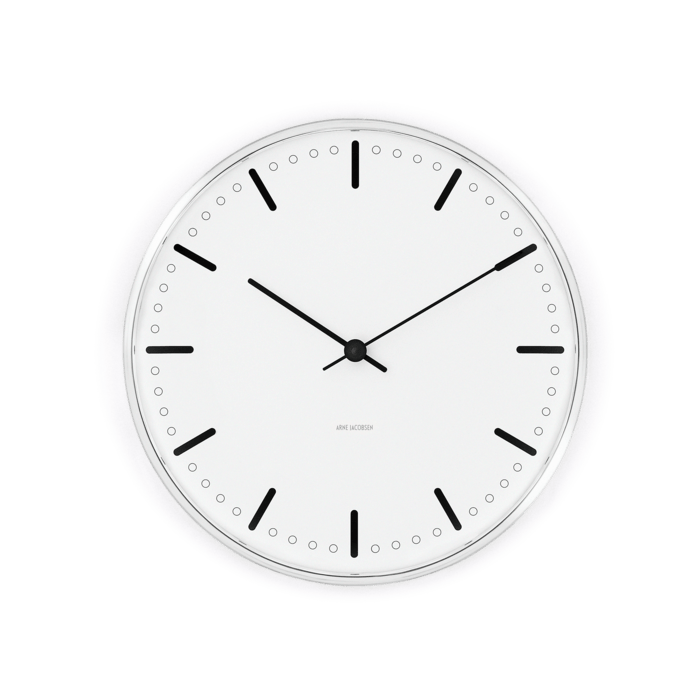 Arne Jacobsen Clocks 43631 City Hall Wall Clock in White/Black