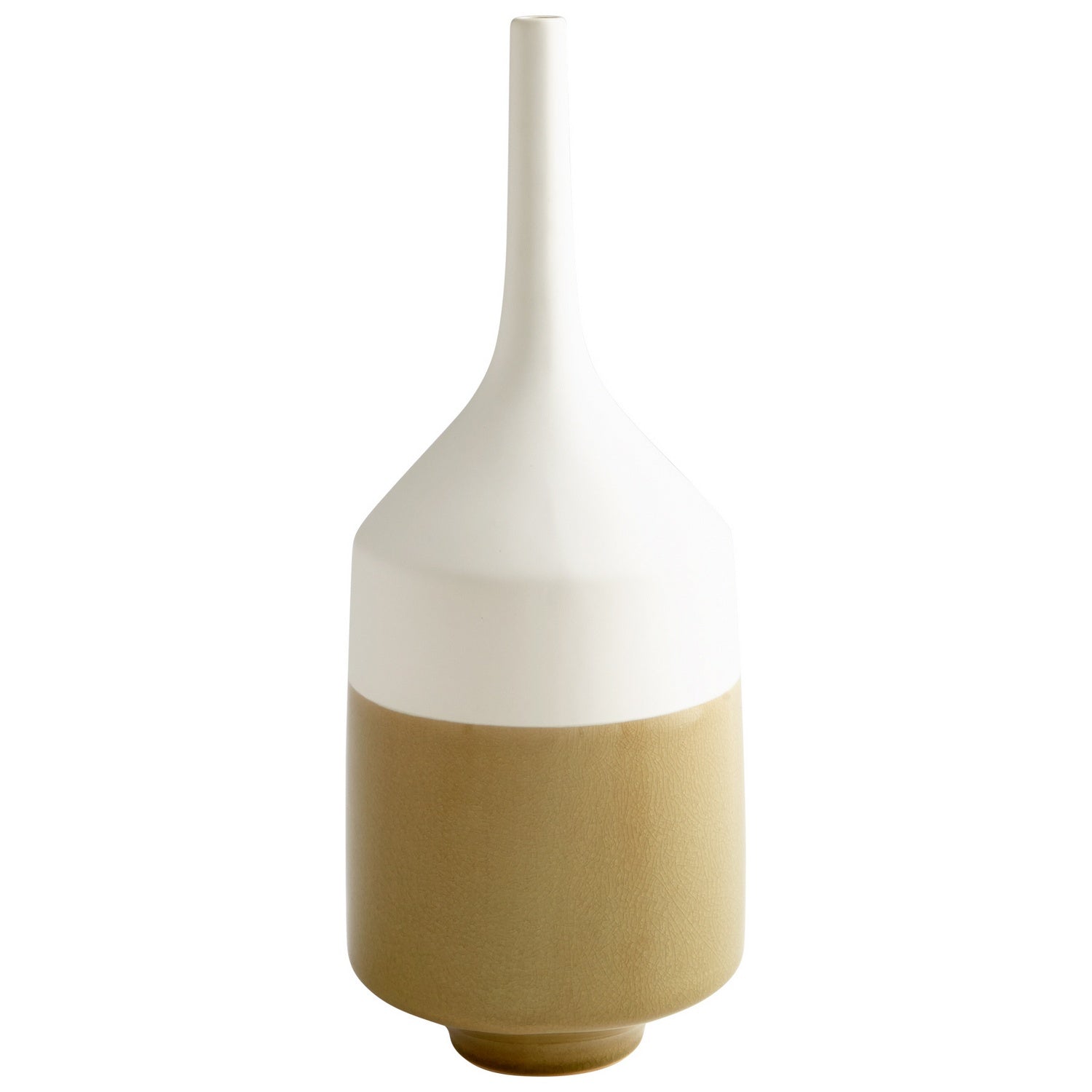 Cyan Canada - 06888 - Vase - Groove Line - White And Olive Crackle