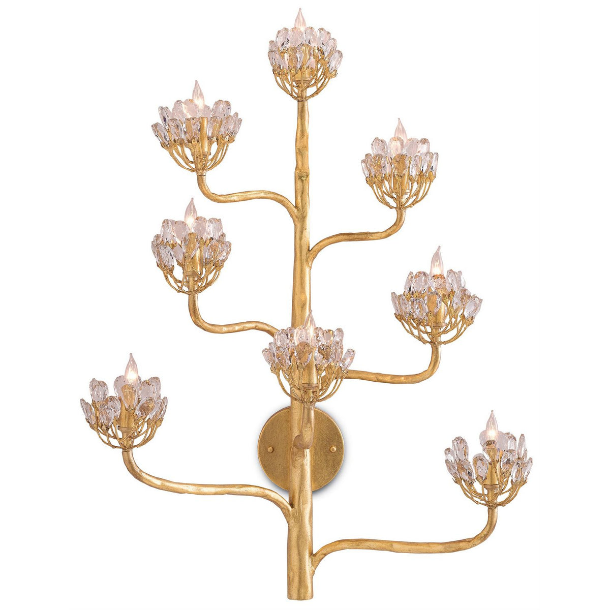 Currey and Company 5000-0058 Agave Americana Wall Sconce in Clear/Dark Contemporary Gold Leaf