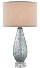 Currey and Company 6000-0181 Optimist Table Lamp in Pale Blue Speckle/Clear