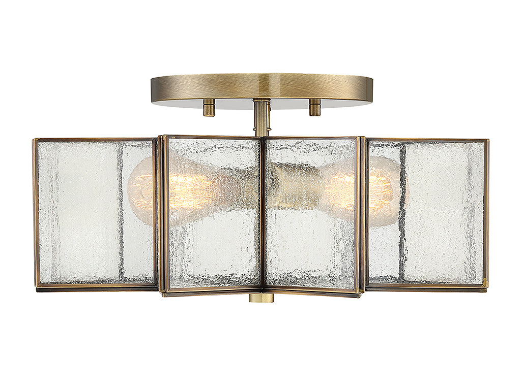 Meridian M60004NB Two Light Semi-Flush Mount in Natural Brass