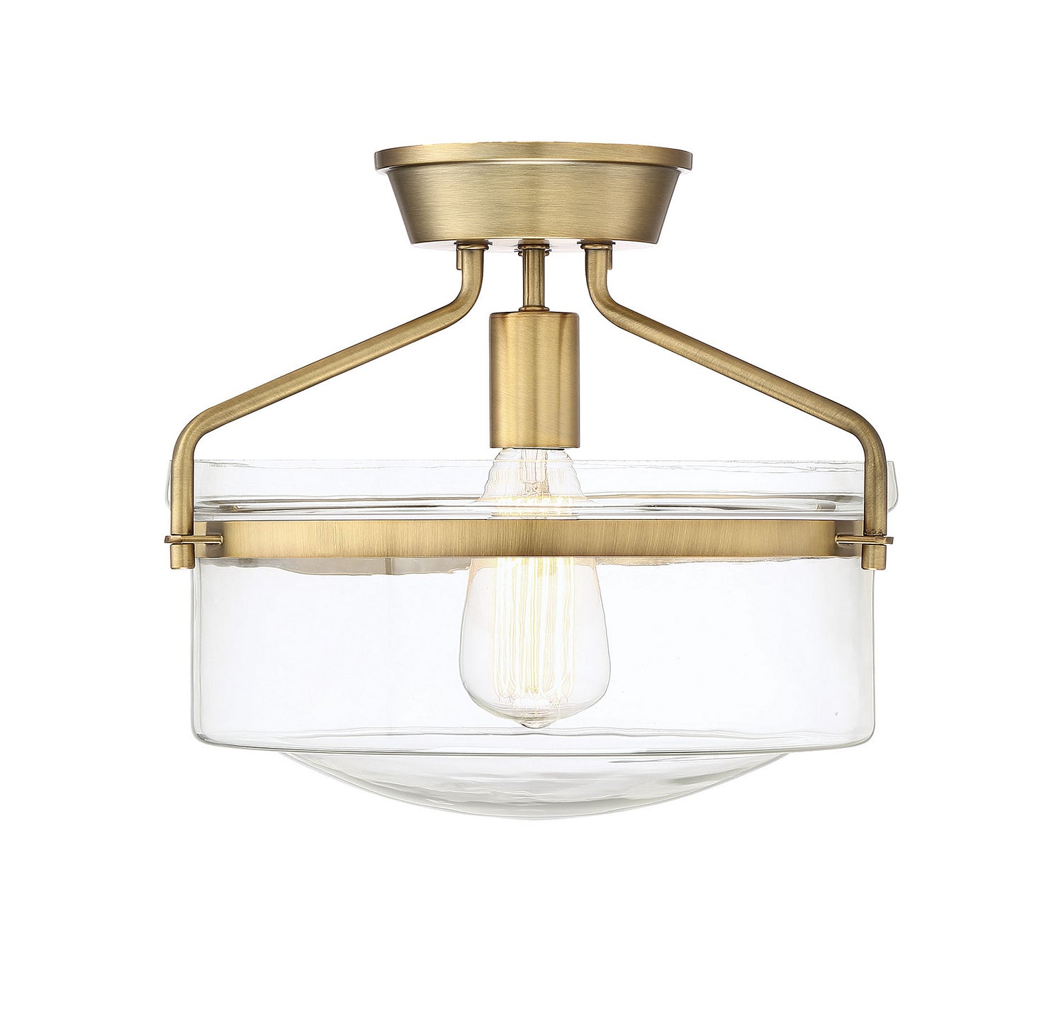 Meridian M60011NB One Light Semi-Flush Mount in Natural Brass