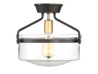 Meridian M60011ORBNB One Light Semi-Flush Mount in Oil Rubbed Bronze with Natural Brass