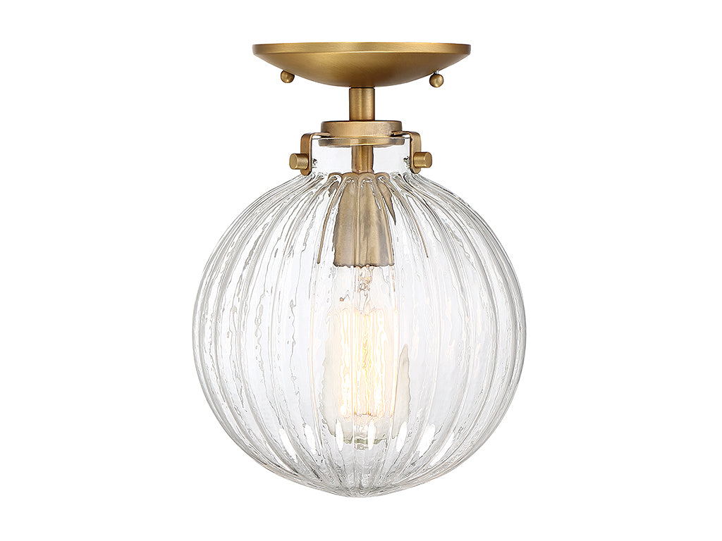 Meridian M60056NB One Light Semi-Flush Mount in Natural Brass