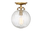 Meridian M60056NB One Light Semi-Flush Mount in Natural Brass