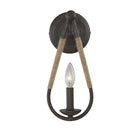 Meridian M90002RN One Light Wall Sconce in Rusty Nail with Rope
