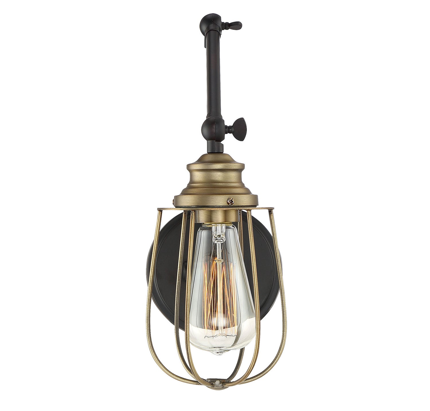 Meridian M90022ORBNB One Light Wall Sconce in Oil Rubbed Bronze with Natural Brass