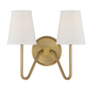 Meridian M90055NB Two Light Wall Sconce in Natural Brass