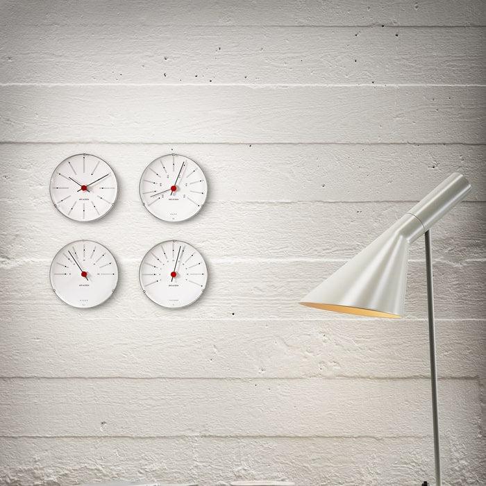 Arne Jacobsen Clocks 43687 Bankers Thermometer in White/Black/Red