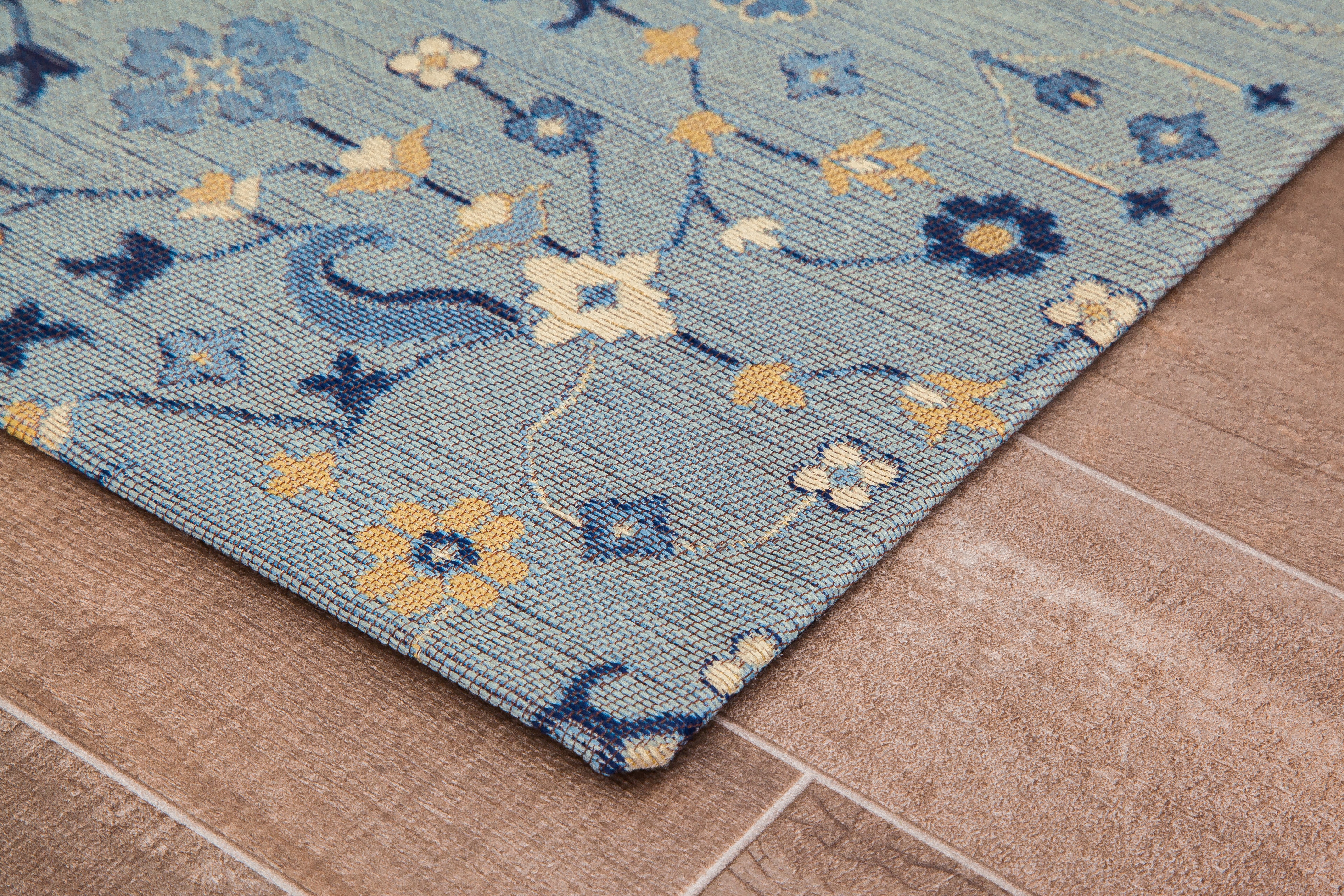 Tabriz 1/2 Chair Mat Blue & Beige