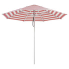 2.8m coral stripe Caspar Patio Umbrella by Basil Bangs with UPF50+ protection, marine-grade frame, and sleek design for durable outdoor elegance.