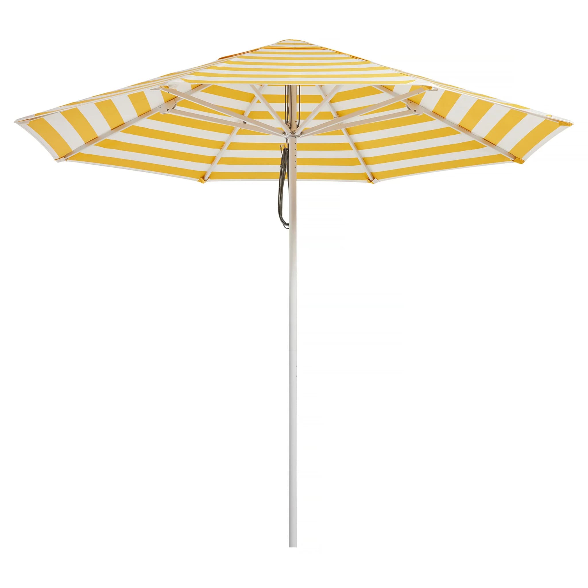 2.8m marigold Caspar Patio Umbrella by Basil Bangs with UPF50+ protection, marine-grade frame, and sleek design for durable outdoor elegance.