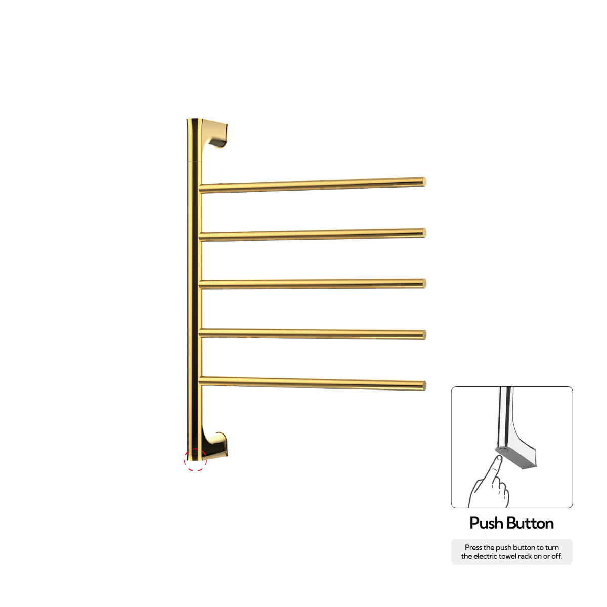 P&Bhusri G05-M-24K-N G05 Towel Warmer in PVD 24K Gold