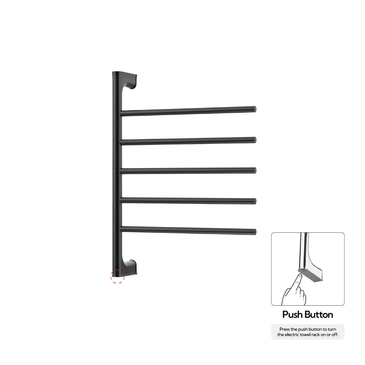 P&Bhusri G05-M-BBN-N G05 Towel Warmer in PVD Brushed Black Nickel