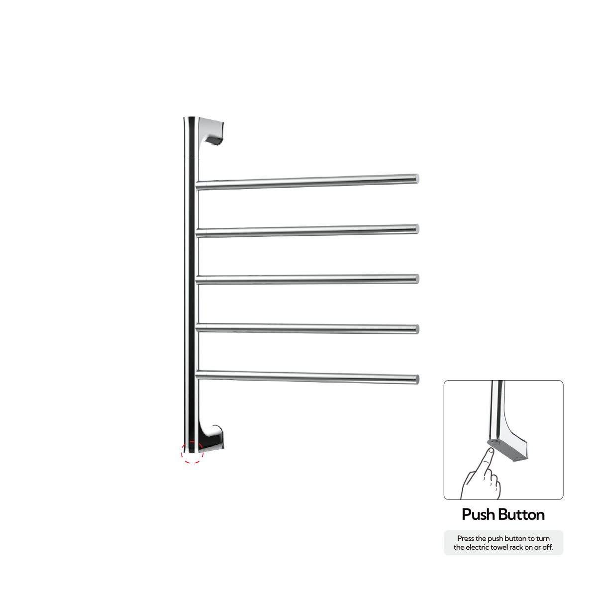 P&Bhusri G05-M-CHR-N G05 Towel Warmer in Polished Chrome