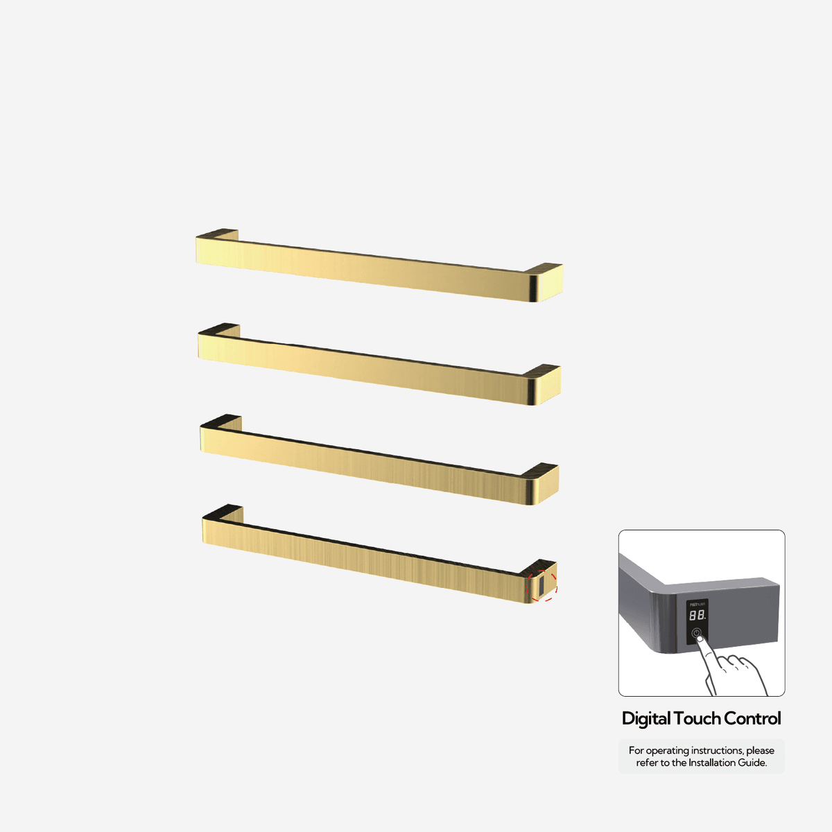 P&Bhusri G12-L-BBR-ME G12 Towel Warmer in PVD Brushed Brass