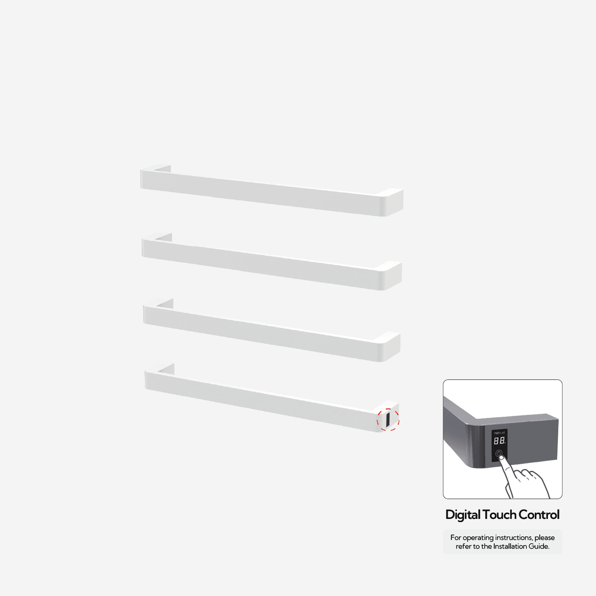 P&Bhusri G12-L-MWH-ME G12 Towel Warmer in Mist White