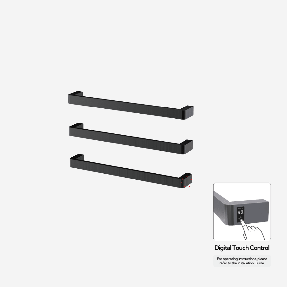 P&Bhusri G12-M-BBN-ME G12 Towel Warmer in PVD Brushed Black Nickel