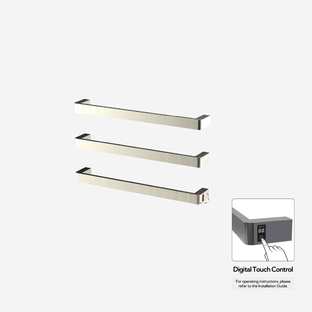 P&Bhusri G12-M-BWG-ME G12 Towel Warmer in PVD Brushed White Gold