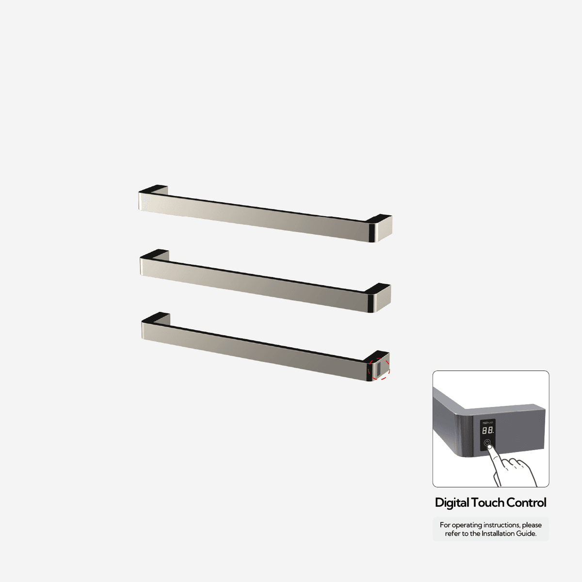 P&Bhusri G12-M-PNI-ME G12 Towel Warmer in PVD Polished Nickel
