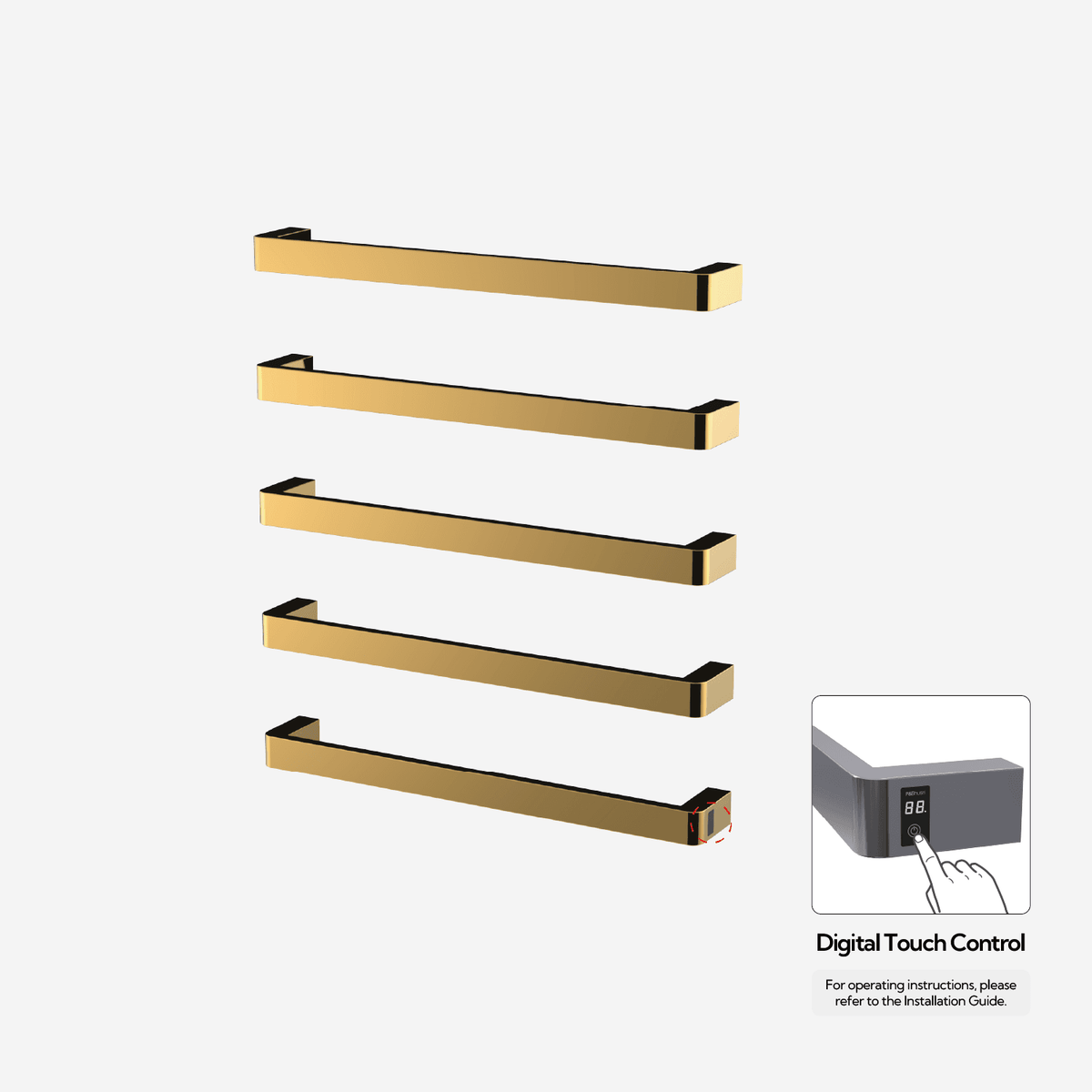 P&Bhusri G12-XL-24K-ME G12 Towel Warmer in PVD 24K Gold
