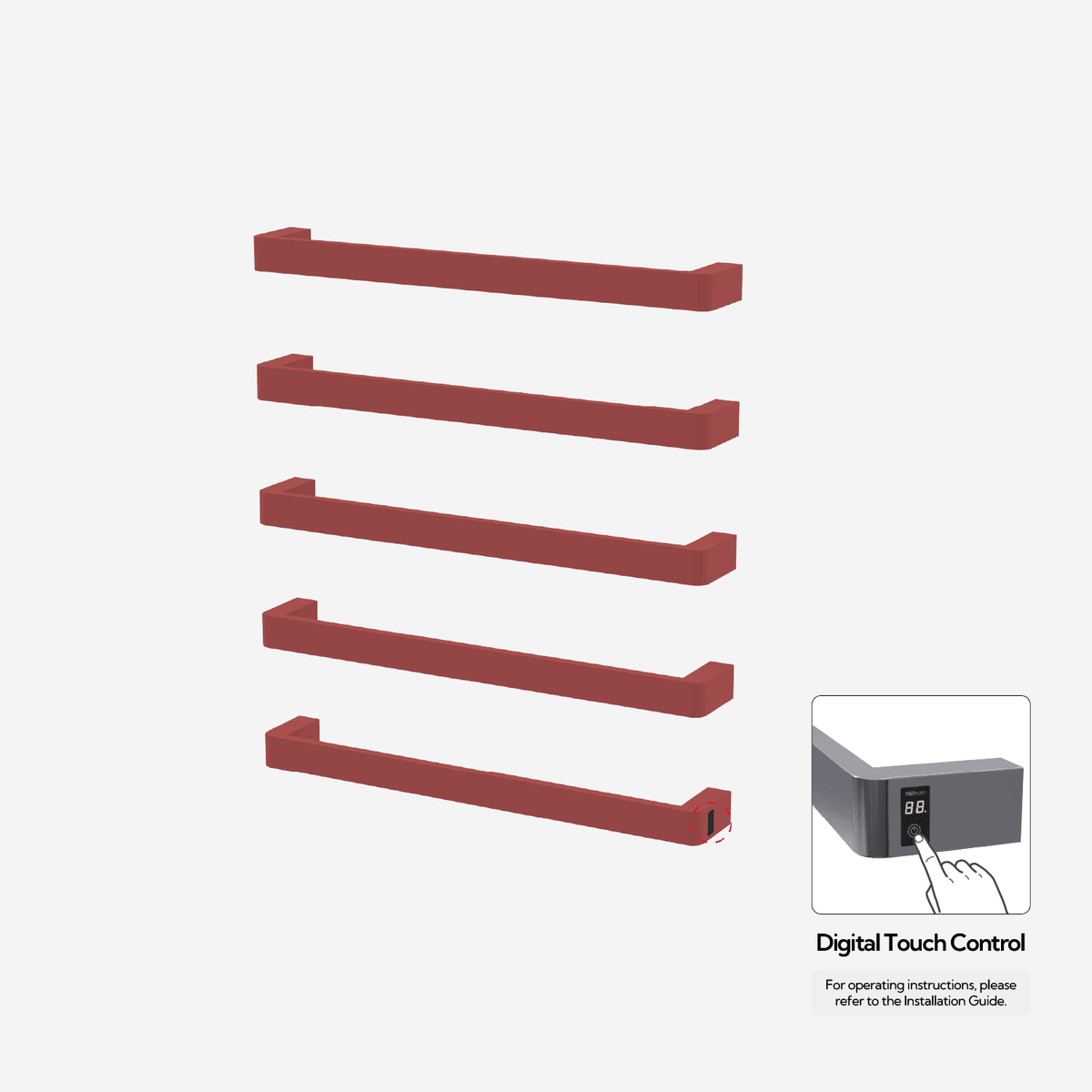 P&Bhusri G12-XL-ARD-ME G12 Towel Warmer in Amber Red