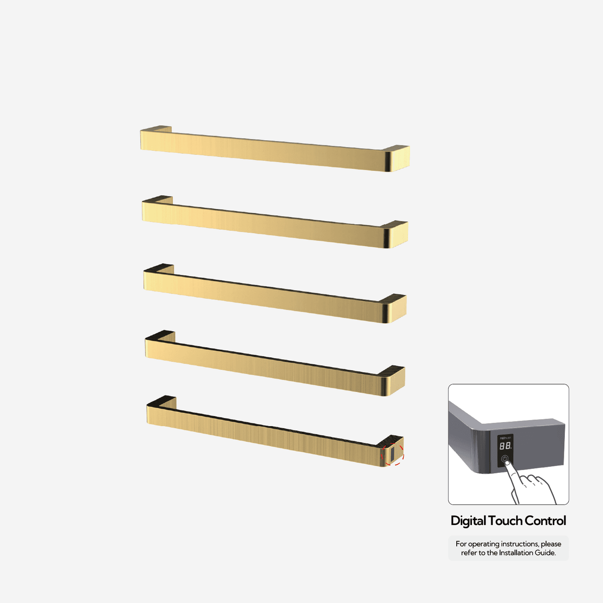 P&Bhusri G12-XL-BLG-ME G12 Towel Warmer in PVD Brushed Luxury Gold