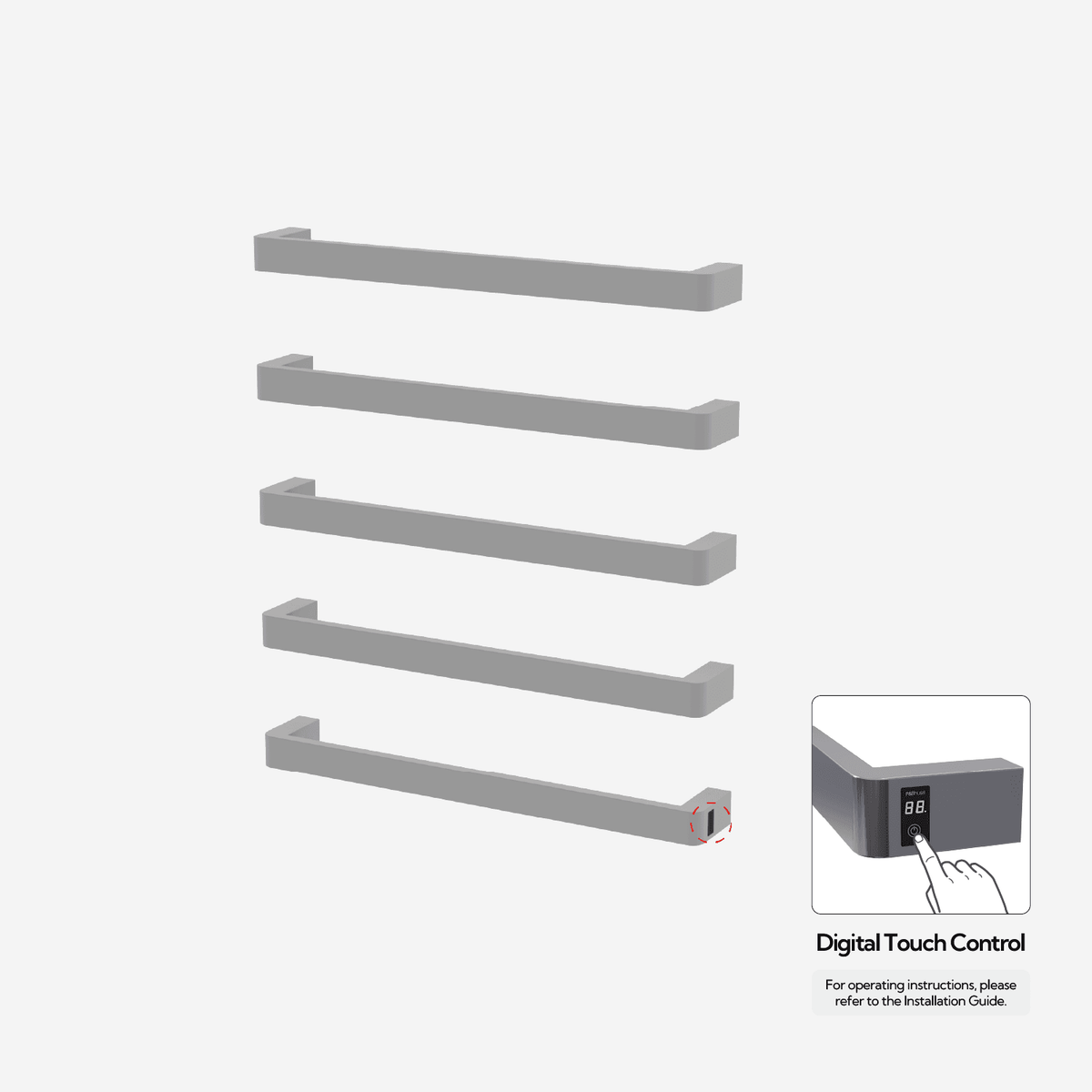 P&Bhusri G12-XL-MGR-ME G12 Towel Warmer in Muted Grey
