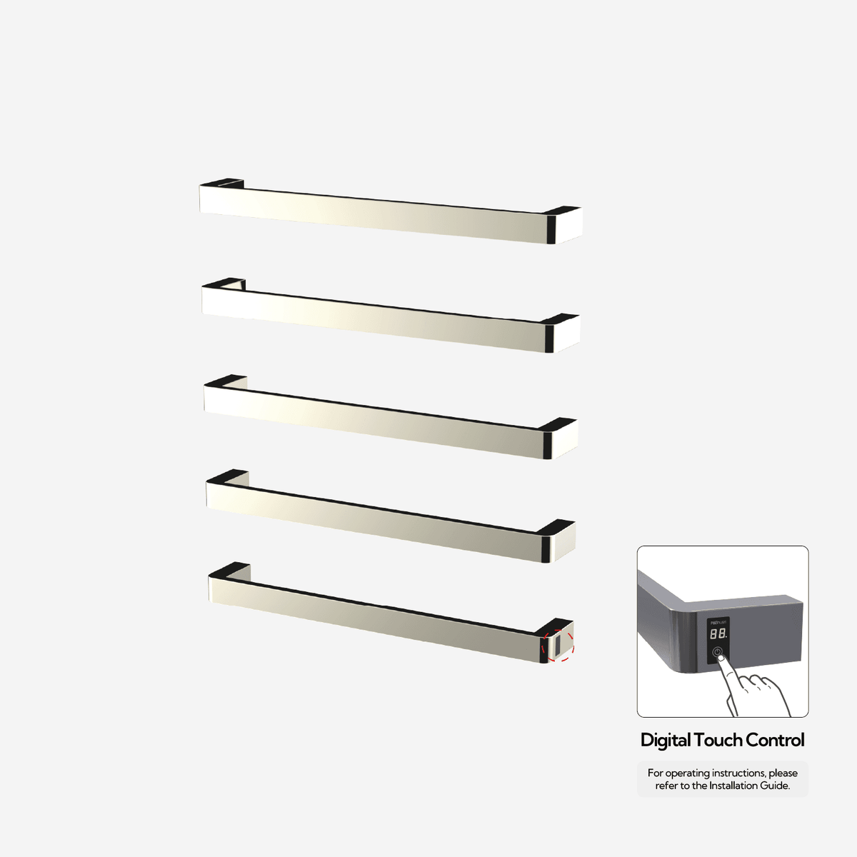 P&Bhusri G12-XL-PWG-ME G12 Towel Warmer in PVD Polished White Gold