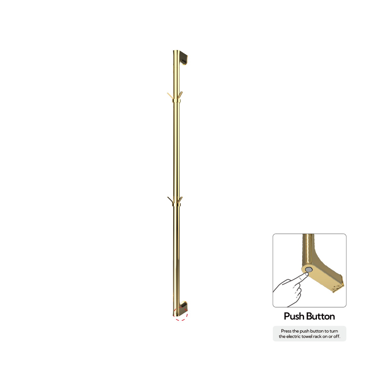 P&Bhusri G27-M-LGD-N G27 Towel Warmer in PVD Polished Luxury Gold
