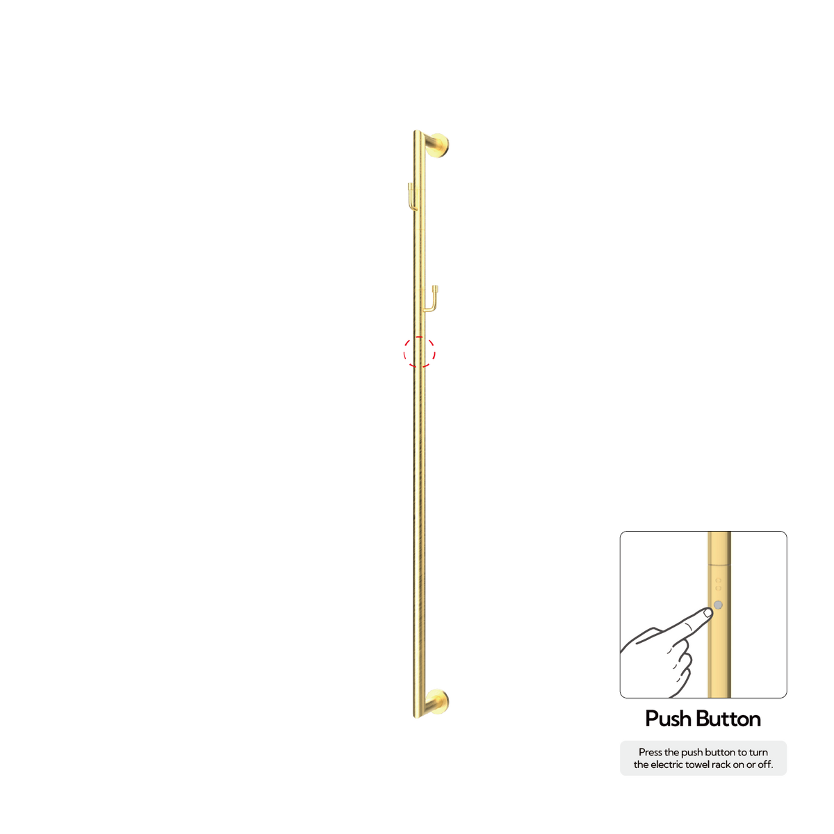 P&Bhusri G28-M-BBR-N G28 Towel Warmer in PVD Brushed Brass