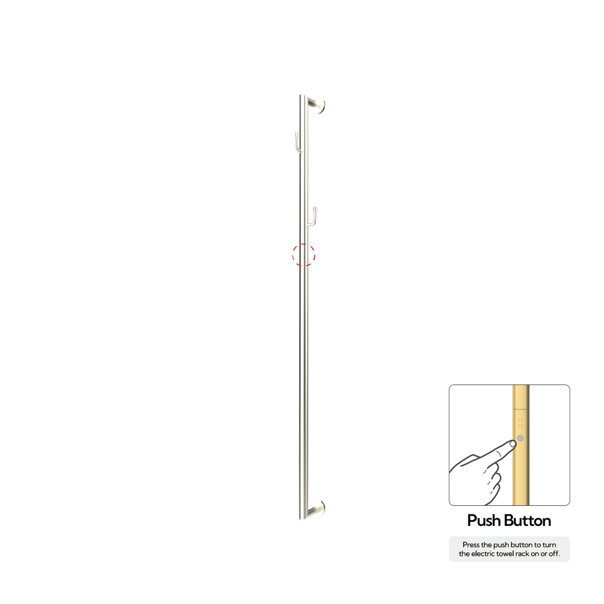 P&Bhusri G28-M-BWG-N G28 Towel Warmer in PVD Brushed White Gold