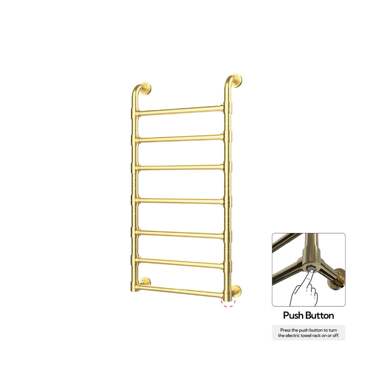 P&Bhusri K05-M-BBR-N K05 Towel Warmer in PVD Brushed Brass