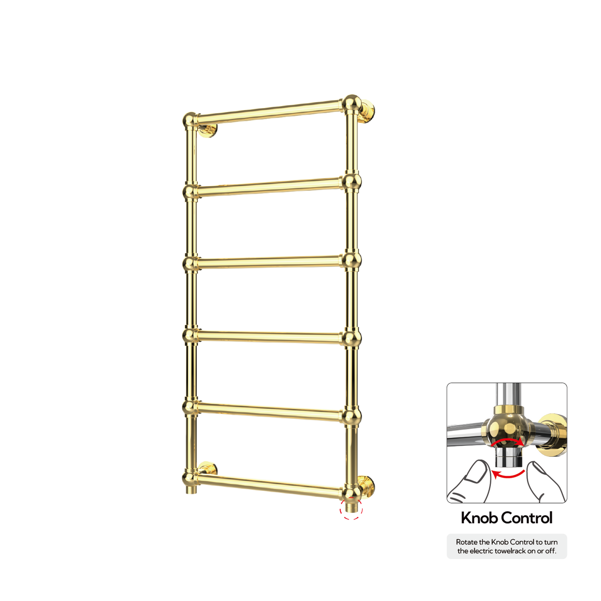 P&Bhusri K06-L-PBR-XK K06 Towel Warmer in PVD Polished Brass
