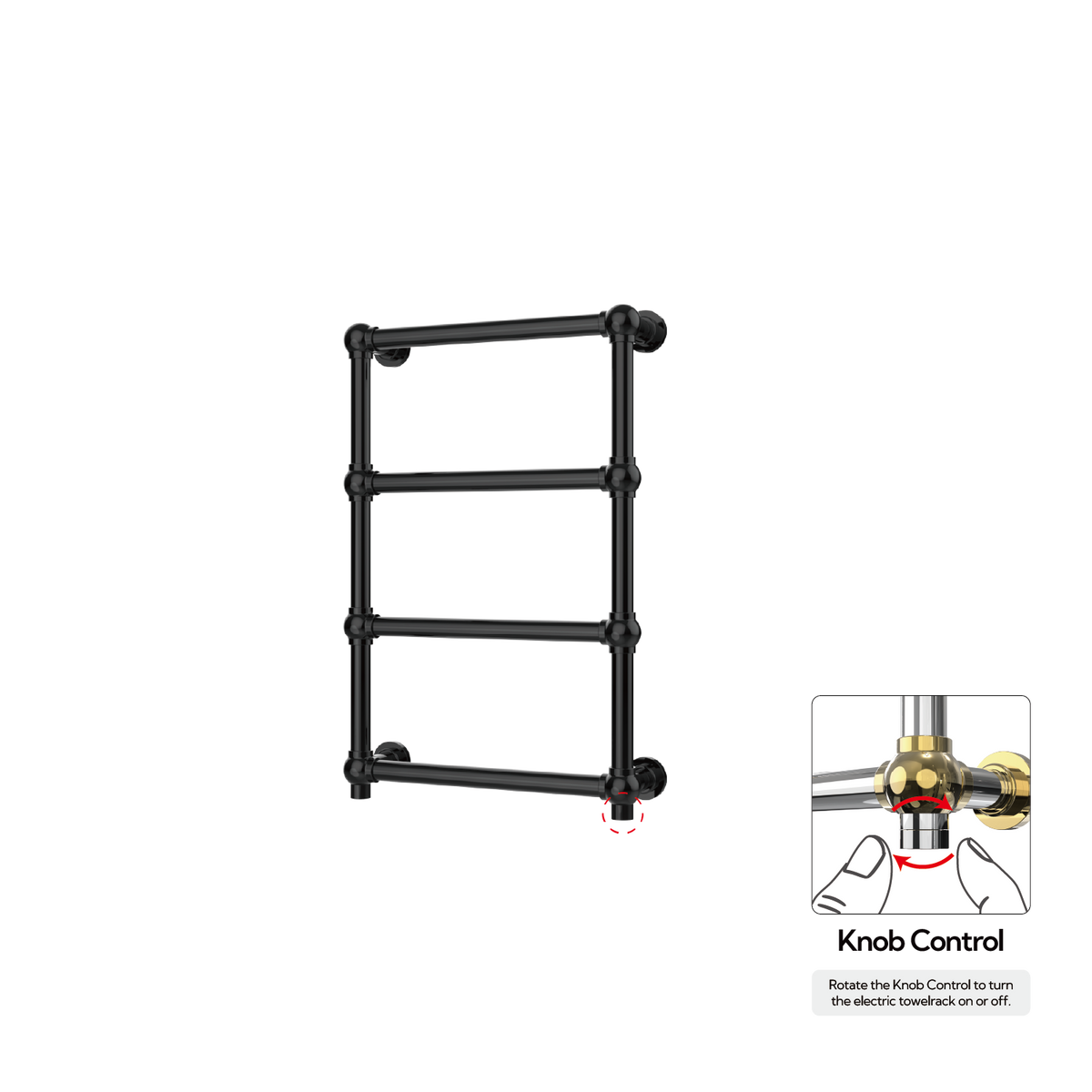P&Bhusri K06-M-PBN-XK K06 Towel Warmer in PVD Polished Black Nickel