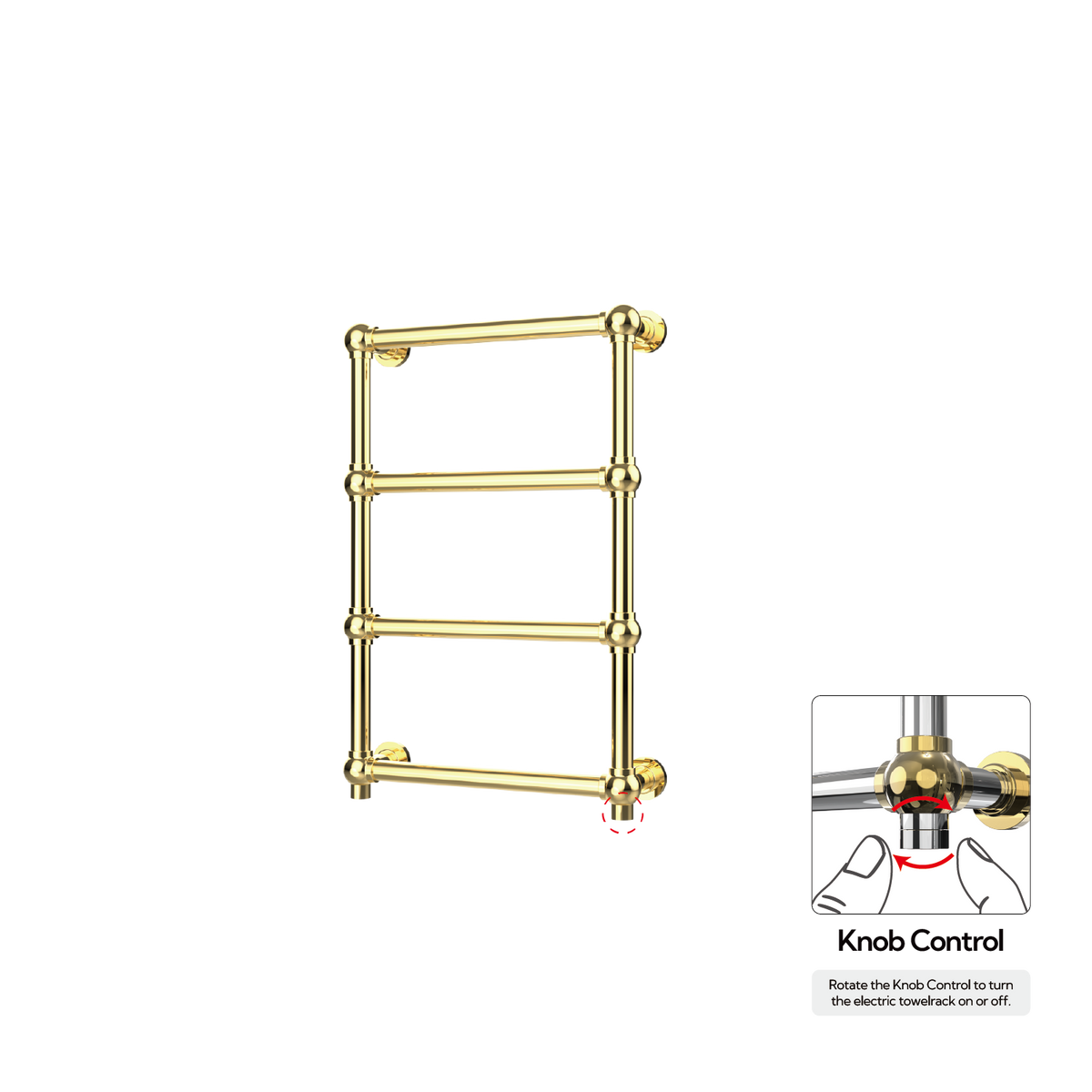 P&Bhusri K06-M-PBR-XK K06 Towel Warmer in PVD Polished Brass