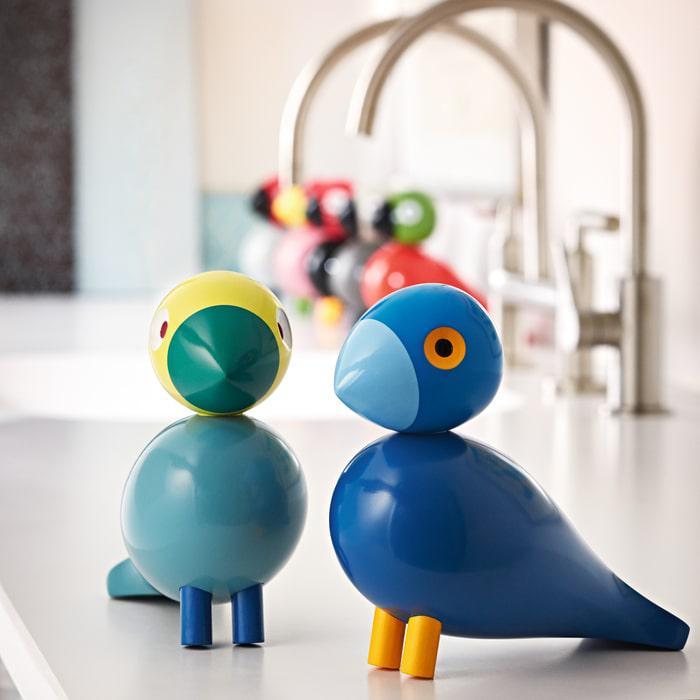 Kay Bojesen 39405 Songbird Wooden Figurine in Turquoise/Yellow