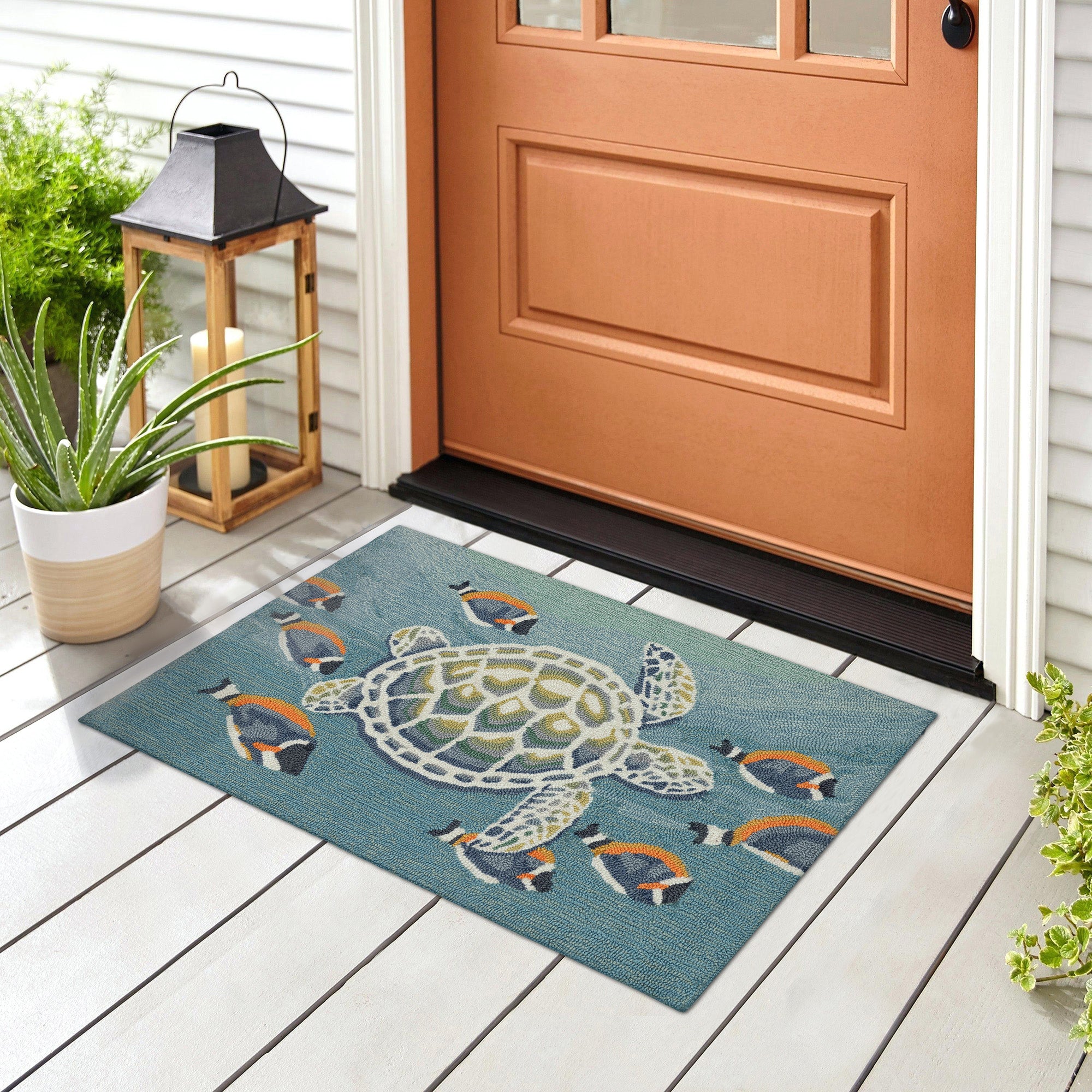 Frontporch Turtle And Fish Blue