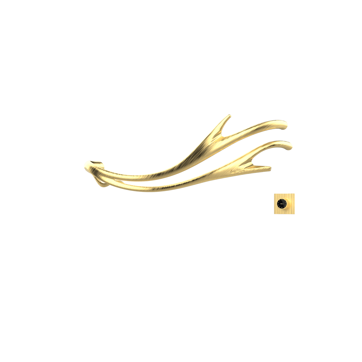 P&Bhusri S2-M-BBR-XM Golden Antlers Towel Warmer in PVD Brushed Brass