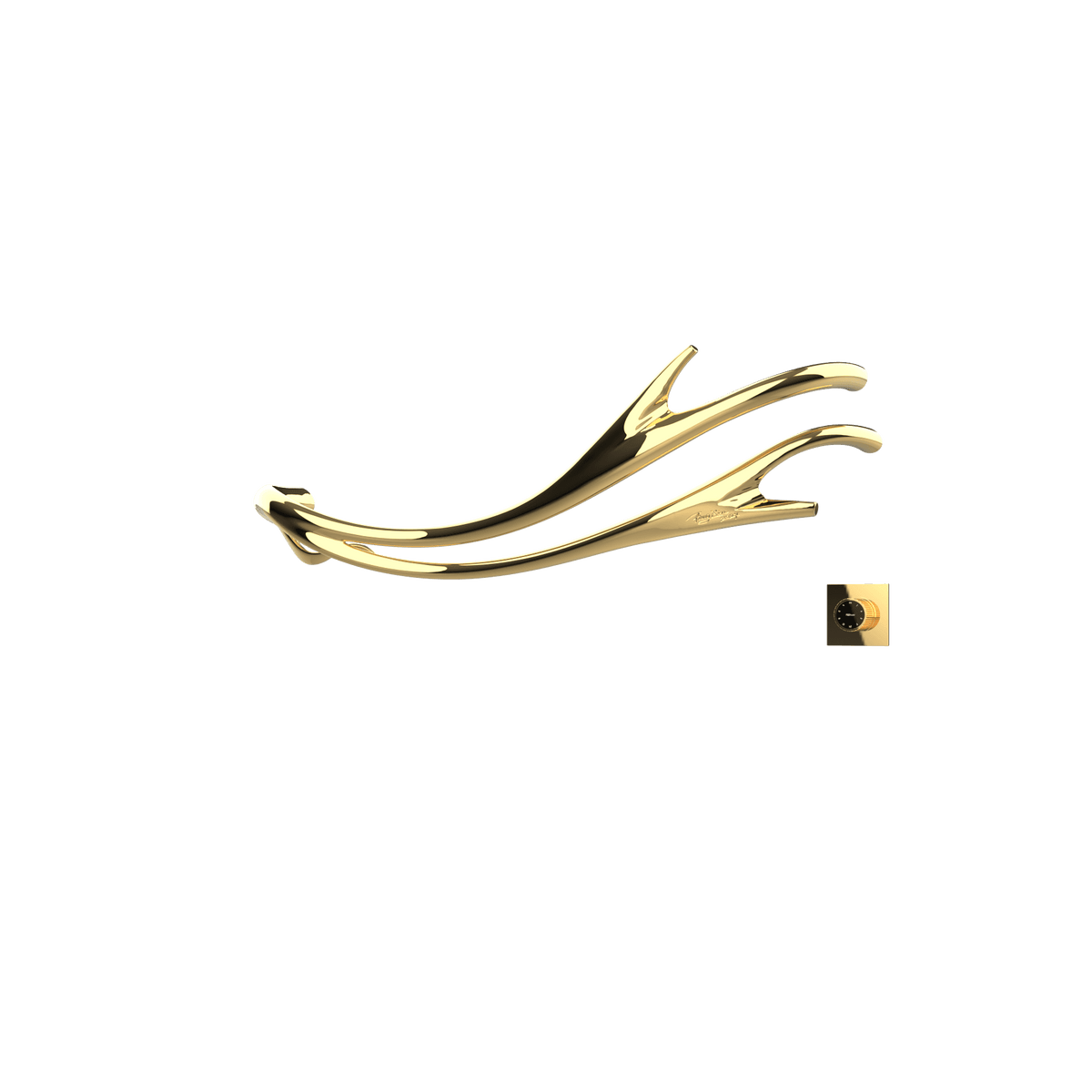 P&Bhusri S2-M-LGD-XM Golden Antlers Towel Warmer in PVD Polished Luxury Gold