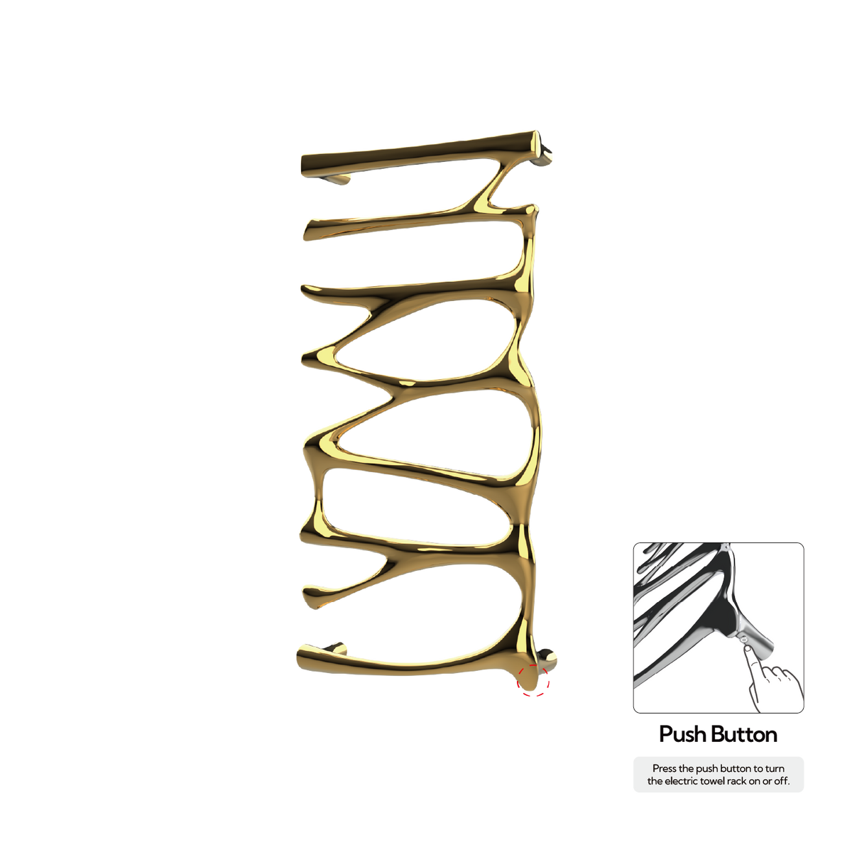 P&Bhusri S5-M-24K-N Provence Towel Warmer in PVD 24K Gold