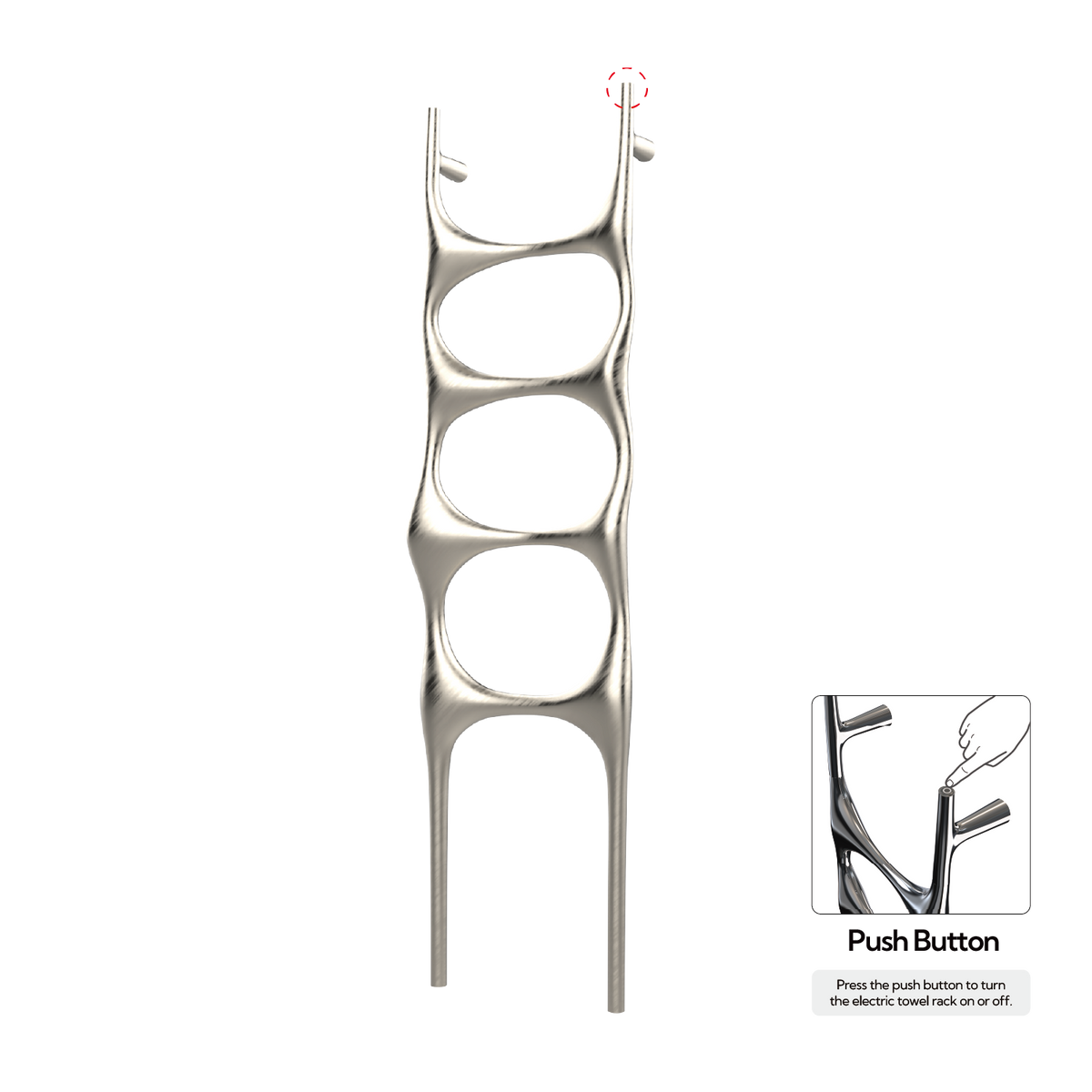 P&Bhusri S6-M-PWG-N Crete Palace Towel Warmer in PVD Polished White Gold