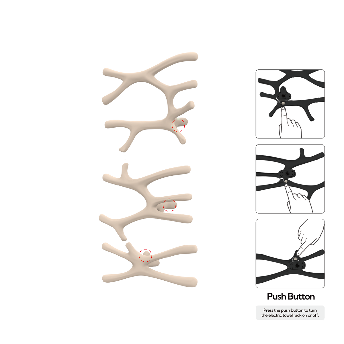 P&Bhusri S7-LMS-HYW-N Daphne's Branch Large + Medium + Small Towel Warmer in Harvest Yellow