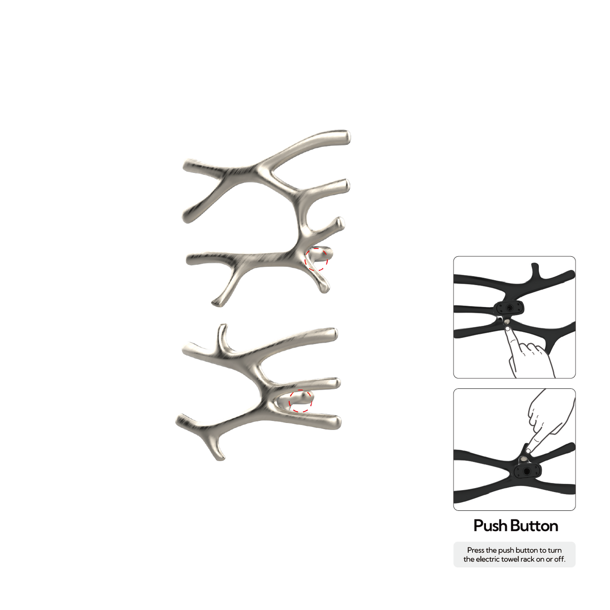 P&Bhusri S7-LM-BNI-N Daphne's Branch Large + Medium Towel Warmer in PVD Brushed Nickel